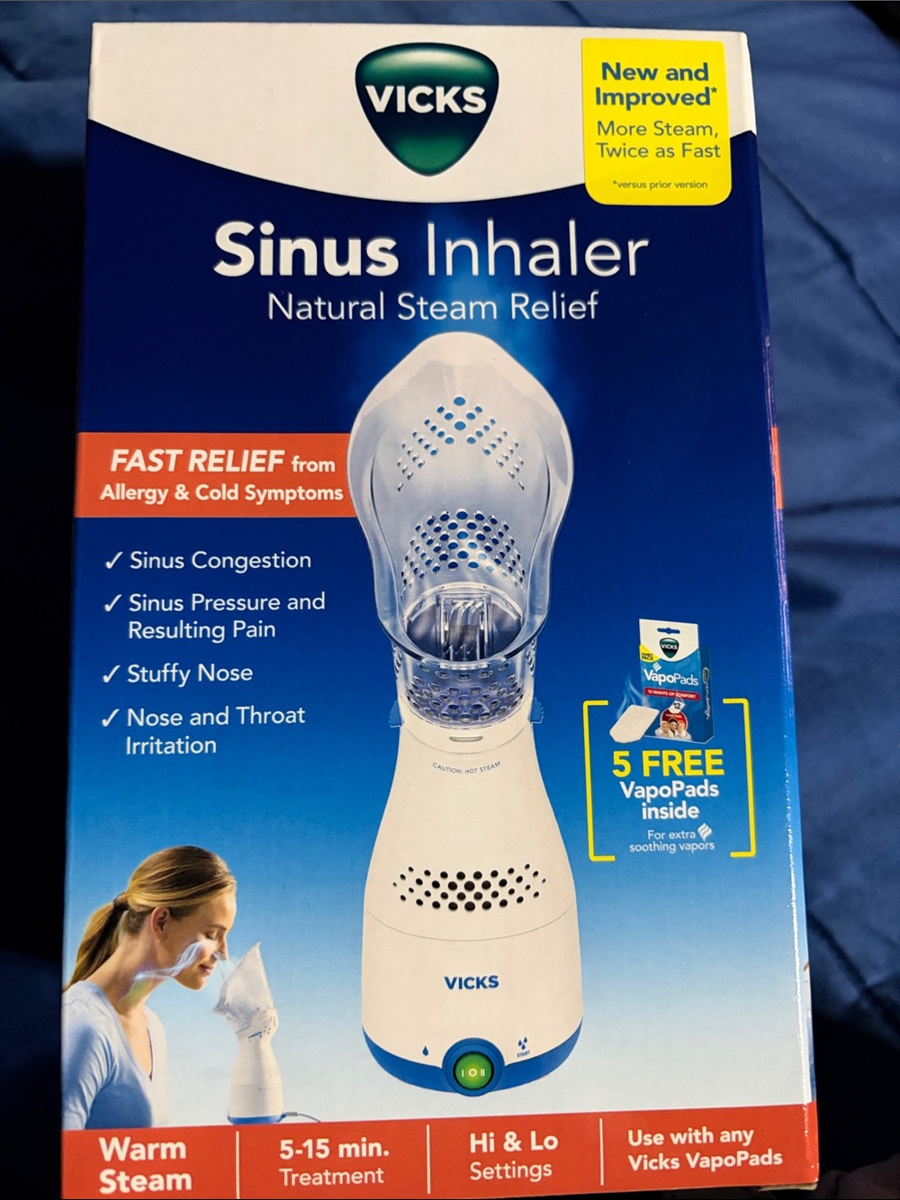 Vicks Sinus Inhaler Natural Steam Relief - White/Blue